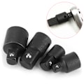 Miniatyrbilde 5 av 8: 4 stk 1/4in 3/8in 1/2in Elektrisk Skiftenøkkel Hylse Adapter Konverter Krom Vanadium Stål Drive Socket Joint (Svart)