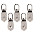 Miniatyrbillede 2 af 8: 5 stk enkelt remskive rulle rustfrit stål 1500 kg leje med tykkelse 15 mm/0,6 tommer robust hardware