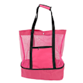 Miniatyrbillede 1 af 8: Mesh Strandtaske Multifunktion Mesh Design Top Lynlås Hold Friskhed Holdbar Stof Strand Tote til Strand Have Camping Rød