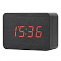 Miniatyrbild 4 av 8: Trä elektronisk digital väckarklocka Temperatur LED-display Ljudkontroll Svart