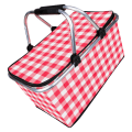 Miniatyrbillede 2 af 8: Picnickurv Foldbar Oxford-klud isoleret opbevaringskurv med ternet mønster til Picnic Camping Rød Almindelig
