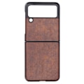 Miniatyrbillede 1 af 8: Business Real Læder Texture Beskyttende Foldbar Telefon Etui til Samsung Galaxy Z Flip 3 Brun