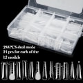 Miniatyrbild 5 av 5: Nail art nagelform blandad 12 stilar pappersfri handförlängning kristall nagelbit transparent nagelfilm 288st A2