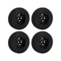Miniatyrbillede 4 af 8: 4 stk. 55 mm Forreste Bageste Gummidæk og 5 Egers Metal Fælgsæt til AXIAL SCX24 1/24 RC Bil Sort
