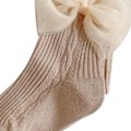 Miniatyrbillede 7 af 8: Baby Pige Leggings med Sødt Buesløjfe Design og Striber - Kamgarn Bomuld - Forår/Efterår - Khaki - 2XL (Anbefalet Højde 125-135 cm)