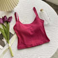 Miniatyrbillede 5 af 8: Dame Halter Top Bandeau Top Ren Farve Rygfri Kryds Midriff Mode Top til Rejser Udendørs Roserød Fri Størrelse