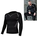 Miniatyrbild 6 av 8: Tränings-Sweatshirt för Män, Tight, Långärmad, Snabbtorkande, Sport, Utomhuslöpning, Fitnesskläder, Svart, XL