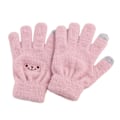 Miniatyrbillede 1 af 8: Vinter Touch Screen Handsker Smilende Ansigt Design Elastisk Termisk Varm Strikkede Handsker til Kvinder Piger Pink