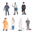 Miniatyrbillede 3 af 8: 7 stk. Menneskefigurer Massiv Økovenlig PVC Arbejdsmennesker Model Lyse Farver Karakter Model Legetøj