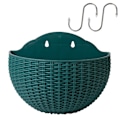 Miniatyrbild 2 av 8: Imitation Rattan Väggmonterad Halvrund Blomkruka Ingen Borrning Hängande Blomkorg Balkong Blomkruka Hydroponisk Blomkruka