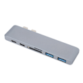 Miniatyrbild 2 av 8: Dockningsstation 10Gbps 5Gbps USB3.0-gränssnitt Minneskortläsare Lättviktig Portabel Typ C Hub för MacBook Grå
