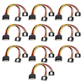 Miniatyrbilde 6 av 8: 10 stk SATA strømadapter 15 pins 1 hann til 2 hunnkontakt Nettledning for overføring av datalading