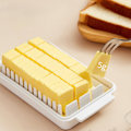 Miniatyrbild 3 av 6: Smörskärningslåda med transparent lock, skärningsguide, förvaring, multifunktionell smörbehållare för kylskåp, vit