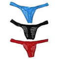 3 stk. sexy mesh stringtruser for menn t-back stretch truser lommer L