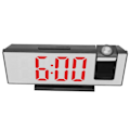 Miniatyrbild 4 av 8: Projektionsväckarklocka Digital USB-laddning Automatisk dimning LED-spegelskärm Elektronisk klocka för sovrum Svart skal Rött ljus