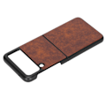 Miniatyrbillede 3 af 8: Business Real Læder Texture Beskyttende Foldbar Telefon Etui til Samsung Galaxy Z Flip 3 Brun