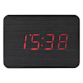 Miniatyrbild 7 av 8: Trä elektronisk digital väckarklocka Temperatur LED-display Ljudkontroll Svart