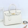 Miniatyrbillede 1 af 4: Stilful Hvid Køeklædt Læder Tote Taske til Kvinder Crossbody Milkshake White 35cm