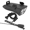 Miniatyrbillede 8 af 8: 4 i 1 Cykelstyr Forlygte Mobiltelefon Holder med Horn og USB Oplader Sort