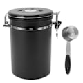 Miniatyrbillede 1 af 8: Kaffebeholder i rustfrit stål med lufttæt beholder til kaffe med 30 ml ske og datosporing, kaffekande til opbevaring af 1,8 l, sort