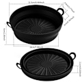 Miniatyrbillede 5 af 8: Foldbar 8,5 tommer friture silikoneforing fødevarekvalitet høj temperaturbestandig rund friture silikonepotte 8,5 tommer sort