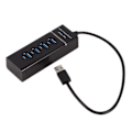 Miniatyrbillede 1 af 8: High Speed ​​4 Port USB 3.0 Hub Converter Adapter Bærbar Extender til Macbook kortlæser Sort