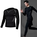 Miniatyrbild 5 av 8: Tränings-Sweatshirt för Män, Tight, Långärmad, Snabbtorkande, Sport, Utomhuslöpning, Fitnesskläder, Svart, M
