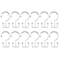 12 st multifunktionella 8 pärlor dubbelglidande hängkrok badrum duschdraperikrokar ringar (silver)