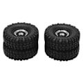 Miniatyrbillede 5 af 8: 4 stk. 55 mm Forreste Bageste Gummidæk og 24 Huls Fælgsæt til AXIAL SCX24 1/24 RC Bil Sort