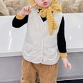 Miniatyrbilde 5 av 8: Vintervest i tykt fleece for jenter og gutter, holder varm, to sider, uten ermer, glidelåsjakke, beige, 100 cm/39,37 tommer