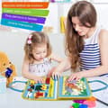 Miniatyrbild 6 av 6: Sensorisk interaktiv leksak, Busy Board Textil, Montessori, Väsktyp Bok, för Resor, Blå