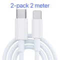 2-pakning lader for iPhone - USB-C - Kabel / Ledning - 20W - 2m - Hurtiglader Hvit
