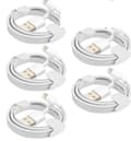 5-pack USB till Lightning-kabel 2m, laddning och synkronisering, iPhone och iPad (stöd för iOS26)