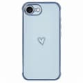 Etui til iPhone 16e, kjærlighetsmønster, TPU-telefondeksel, galvanisert kant (blå)
