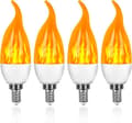 4-pakning 3W E14 LED-lampe med flammeeffekt, 3 lysmoduser, dekorativ lampe