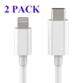 2-pakning USB-C til Lightning-kabel iPhone hurtiglader 2 meter hvit 2-PAKNING kabel