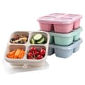 4-pakke Bento matbokser med rom for barn og voksne, måltidsforberedelse, grønn, blå, rosa, hvit