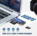 Miniatyrbillede 2 af 7: USB3.0 + USB C til SD-kortlæser iPhone Sort - SD-kortlæser 3.0 USB C 3.0, Størrelse 3.0 USB C card reader