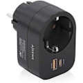 Miniatyrbild 1 av 2: AISENS - ASPS-1A1C07-BK - Multifunktions vägguttag med 1 uttag + 1 x USB-C 20 W PD3.0, 1 x USB-A 20 W QC3.0, svart Svart