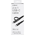Miniatyrbild 1 av 2: USB-C till USB-C-kabel och Lightning-adapter - CELLY - Laddning och synkronisering - Nylon - Svart