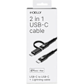Miniatyrbild 2 av 2: USB-C till USB-C-kabel och Lightning-adapter - CELLY - Laddning och synkronisering - Nylon - Svart