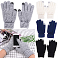 Miniatyrbillede 3 af 5: strikket Vinter Varm Uld Handsker Touch Handsker Mand Kvinder Vinter Grey One Size