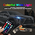Miniatyrbillede 4 af 5: 2stk T10 COB RGB LED 6SMD bilkileside flerfarvede lyspærer