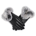 Miniatyrbillede 1 af 8: Dame Vinter Varme Handsker Lady Sort PU Handsker Efterår Vinter Tou One Size
