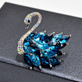 Miniatyrbillede 2 af 5: 1 Stk Rhinestone Swan Brocher Blue Gradient Swan Broche Elegant Blue one size
