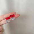 Miniatyrbilde 4 av 7: 1 par nyttårs sløyfe øredobber julerød høst vinter høy- Red onesize