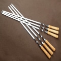 Miniatyrbillede 2 af 6: 6 Stk Rustfrit Stål BBQ Flade Spids Udendørs Grill Langt Håndl Brown 6Pcs