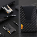 Miniatyrbillede 4 af 5: Mænd Slim Carbon Fiber Kreditkortholder RFID Blocking Metal Wa Black