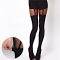 Miniatyrbillede 5 af 8: Mode Kvinder Piger Fristelse Gennemsigtig Mock Suspender Strømpebukser Bukser Black One Size