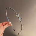 Miniatyrbillede 2 af 5: Rhinestone-hårbånd Bowknot-hårbøjle Krystal-hårclips Kvinder H Silver one size